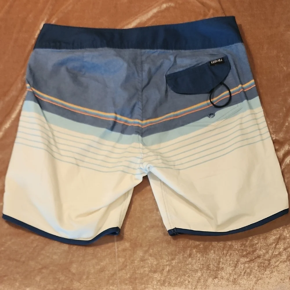 Ezekiel Navy and Cream Striped Board Shorts - Picture 4 of 4